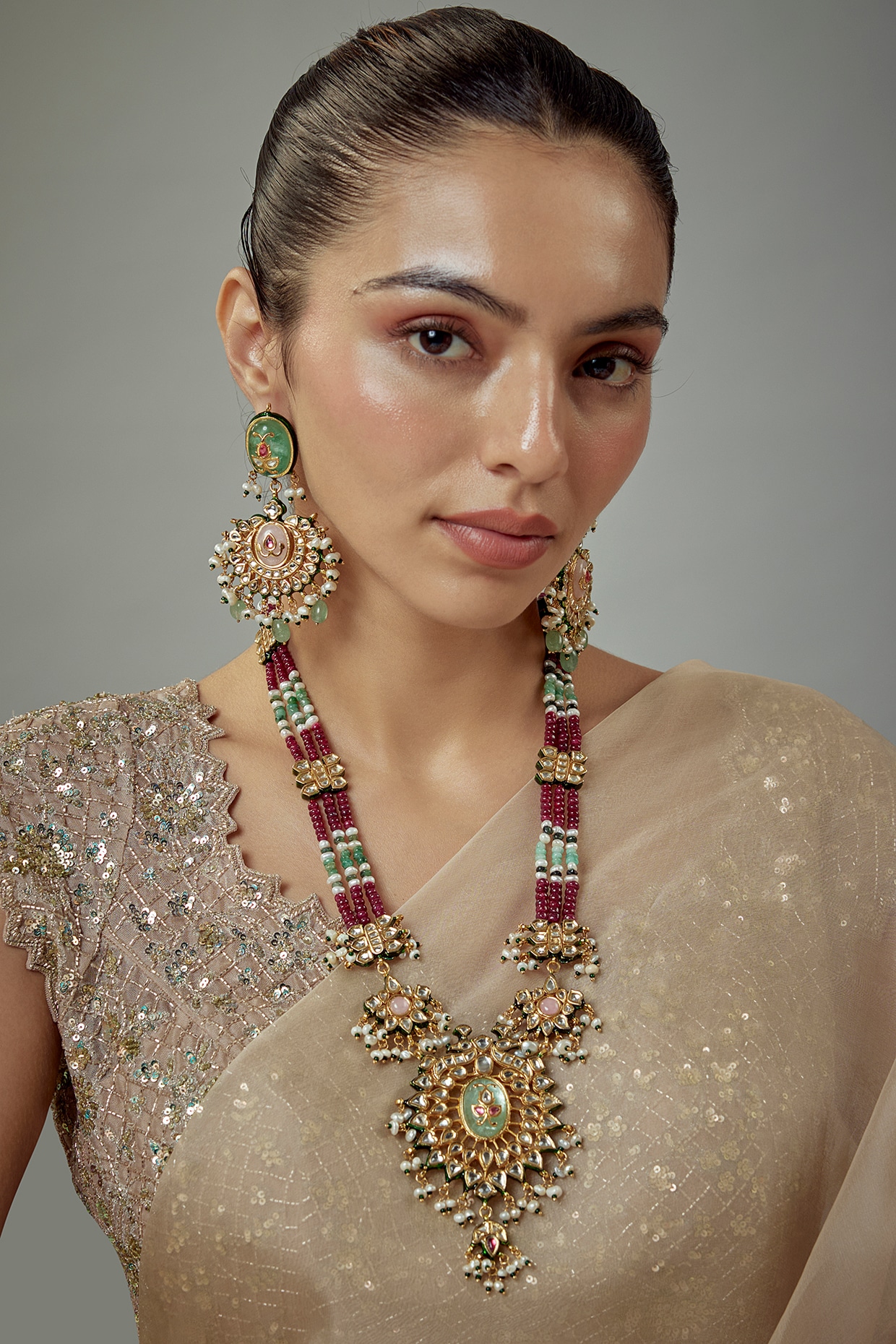 vivinia BY VIDHI MEHRA Saadgi Gold Plated Green Kundan, Polki Womens Pair of bangles (2.4,2.6)