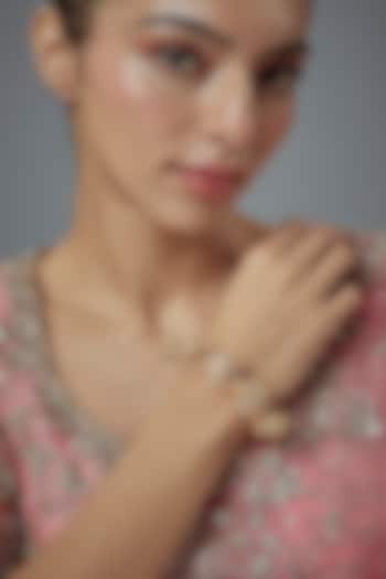 Gold Finish Kundan Polki Bangle by Vivinia By Vidhi Mehra at Pernia's Pop Up Shop