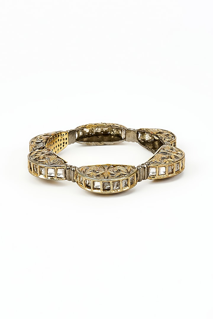 Gold Finish Kundan Polki Bangle by Vivinia By Vidhi Mehra at Pernia's Pop Up Shop