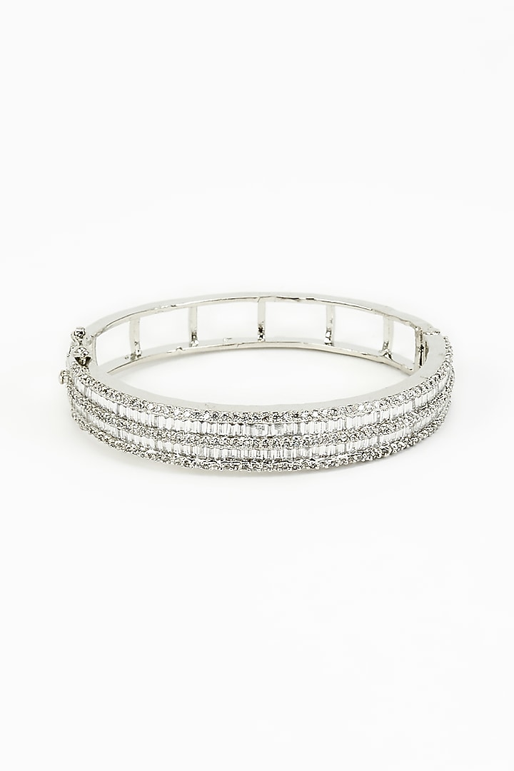 White Finish Zircon Bangle by Vivinia By Vidhi Mehra at Pernia's Pop Up Shop