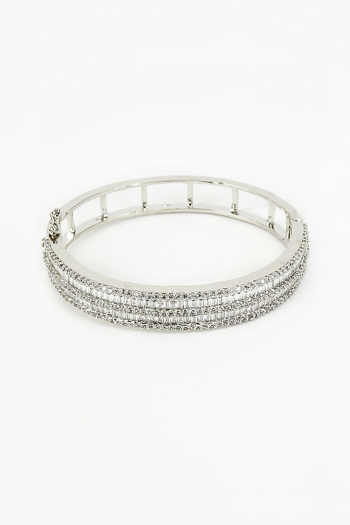 White Finish Zircon Bangle by Vivinia By Vidhi Mehra at Pernia's Pop Up Shop