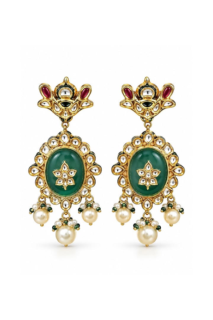 Gold Plated Kundan Polki & Multi-Colored Stone Long Necklace Set by Vivinia By Vidhi Mehra at Pernia's Pop Up Shop
