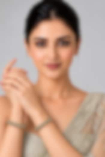 Gold Plated Moissanite Polki Bangles (Set Of 2) by Vivinia By Vidhi Mehra at Pernia's Pop Up Shop