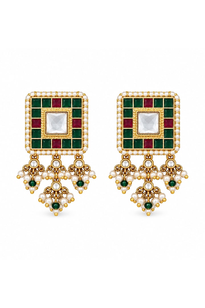 Gold Plated Kundan Polki & Green Beaded Choker Necklace Set by Vivinia By Vidhi Mehra at Pernia's Pop Up Shop
