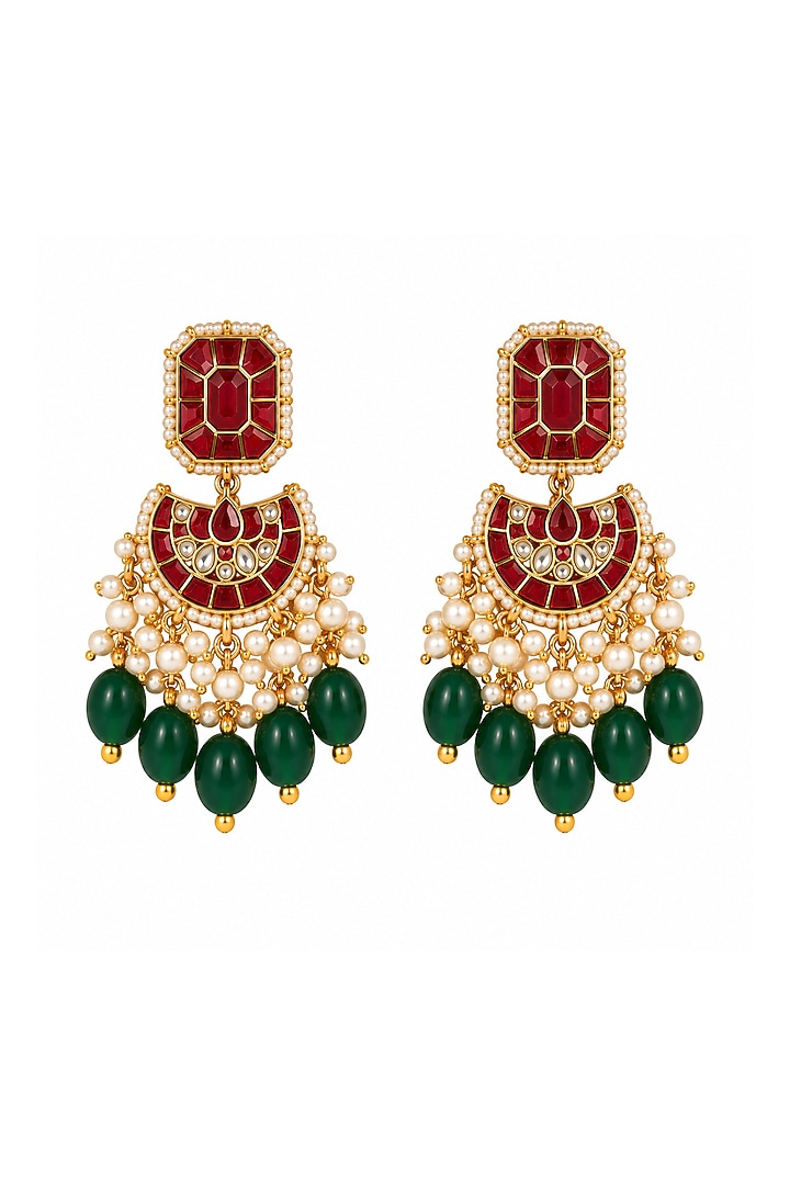 Gold Plated Kundan Polki & Multi-Colored Stone Statement Necklace Set by Vivinia By Vidhi Mehra at Pernia's Pop Up Shop