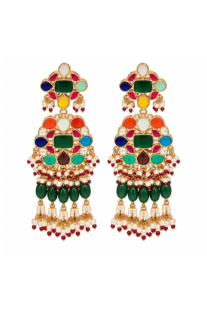 Gold Plated Kundan Polki & Multi-Colored Stone Choker Necklace Set by Vivinia By Vidhi Mehra at Pernia's Pop Up Shop