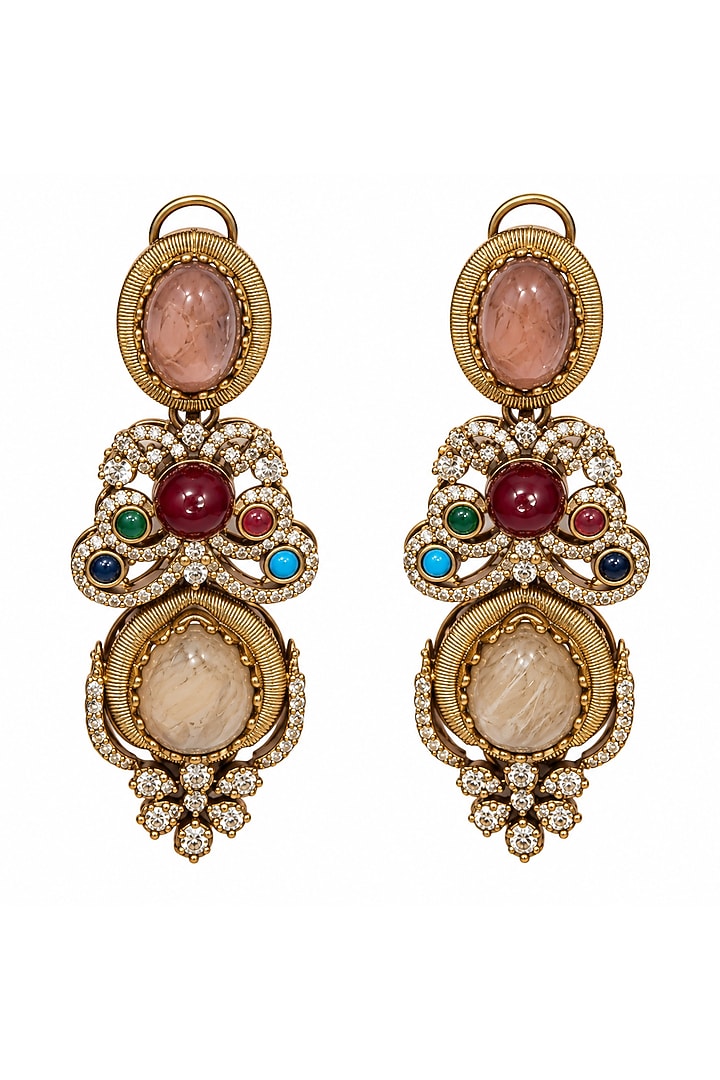 Gold Plated Kundan Polki & Multi-Colored Stone Necklace Set by Vivinia By Vidhi Mehra at Pernia's Pop Up Shop
