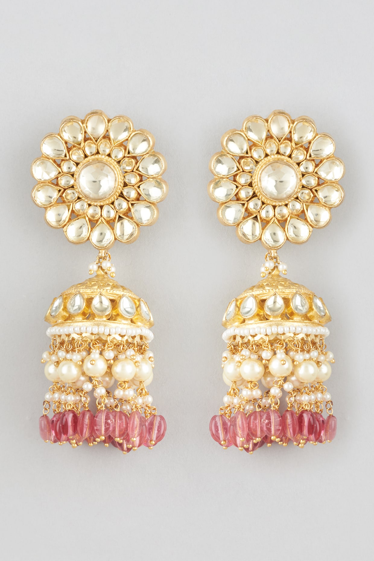 Buy Gold Polki Jhumki Earrings with Pearls Online at Jayporecom