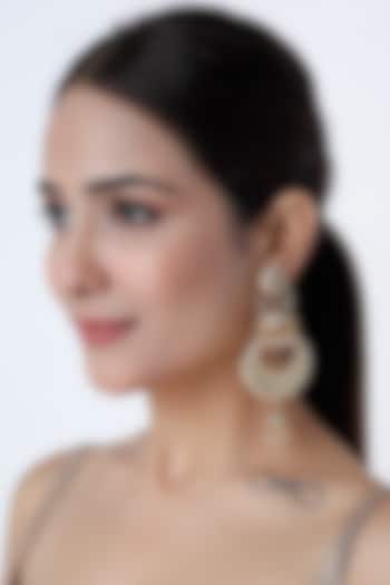 Gold Finish Diamond Earrings by Vivinia By Vidhi Mehra