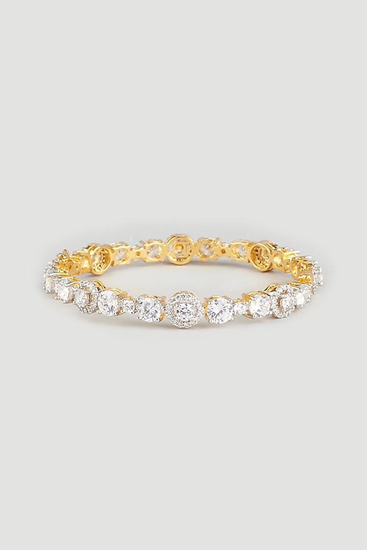 Two Tone Finish Swarovski & Zircon Bangles (Set of 2) by Vivinia By Vidhi Mehra at Pernia's Pop Up Shop