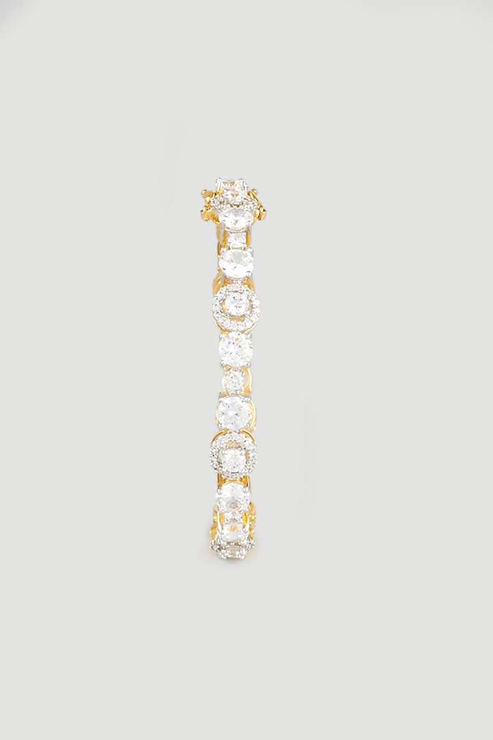 Two Tone Finish Swarovski & Zircon Bangles (Set of 2) by Vivinia By Vidhi Mehra at Pernia's Pop Up Shop