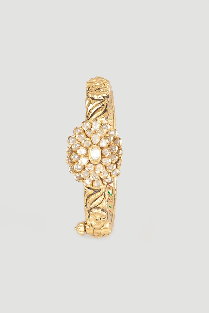 Gold Finish Kundan Polki Kada by Vivinia By Vidhi Mehra at Pernia's Pop Up Shop