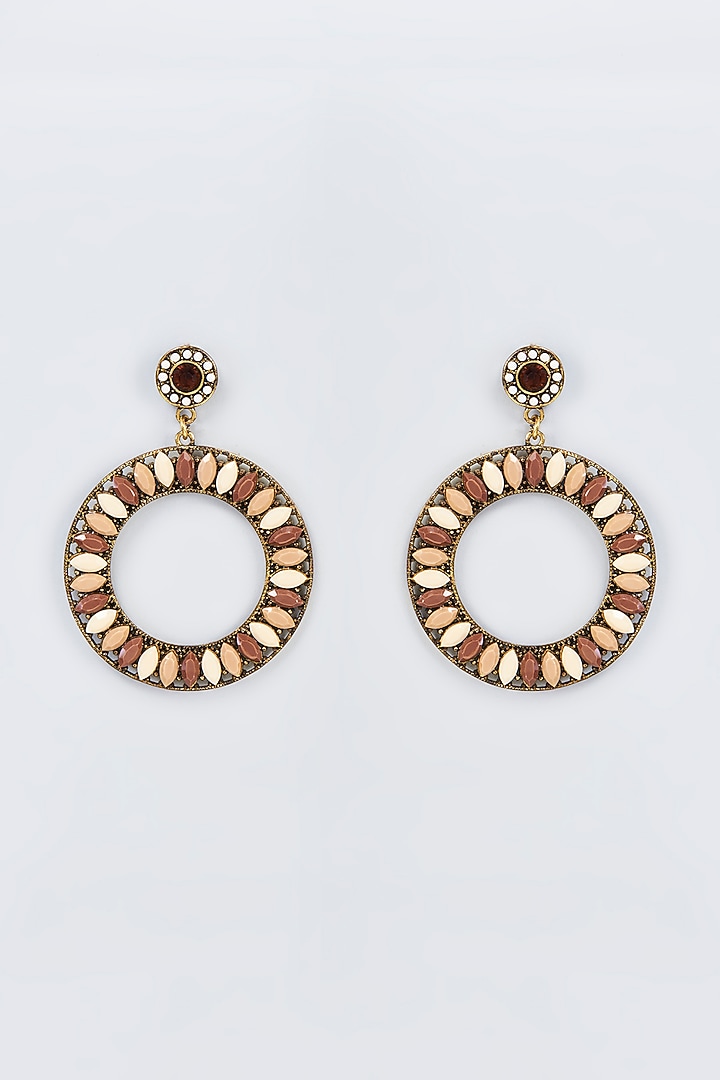 Gold Finish Beaded Dangler Earrings by Vivinia By Vidhi Mehra at Pernia's Pop Up Shop