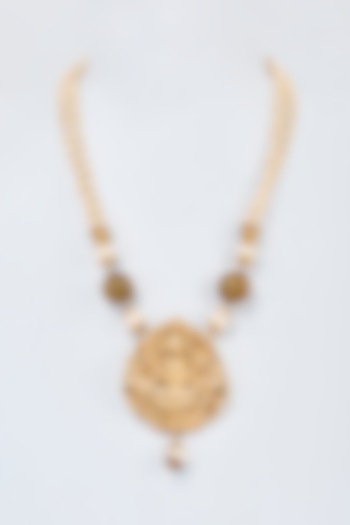 Gold Finish Pearl Mala by Vivinia By Vidhi Mehra at Pernia's Pop Up Shop