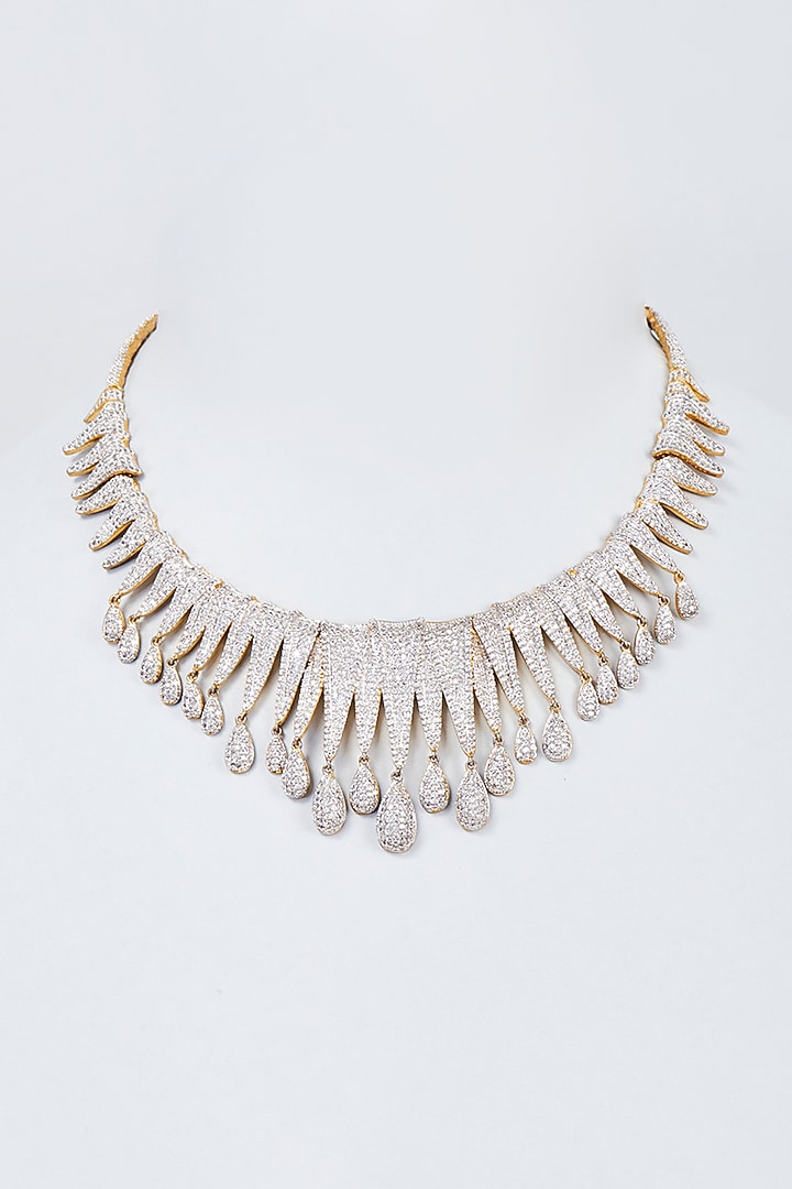 Two-Tone Finish Zircon Choker Necklace by Vivinia By Vidhi Mehra at Pernia's Pop Up Shop