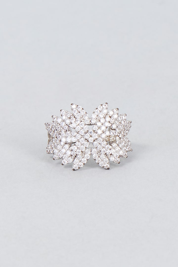 White Finish Zircon Ring by Vivinia By Vidhi Mehra at Pernia's Pop Up Shop