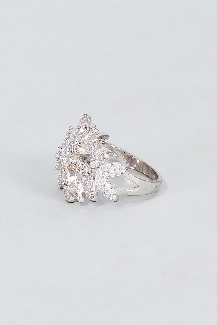 White Finish Zircon Ring by Vivinia By Vidhi Mehra at Pernia's Pop Up Shop
