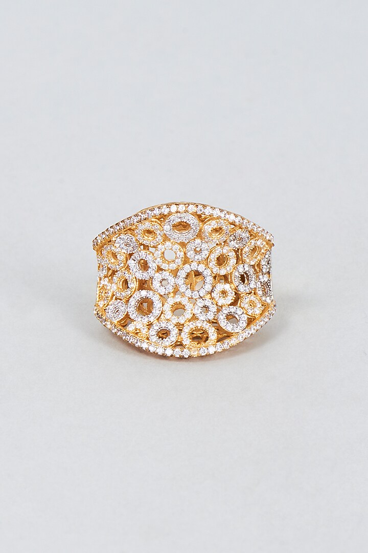 Gold Finish Zircon Ring by Vivinia By Vidhi Mehra at Pernia's Pop Up Shop