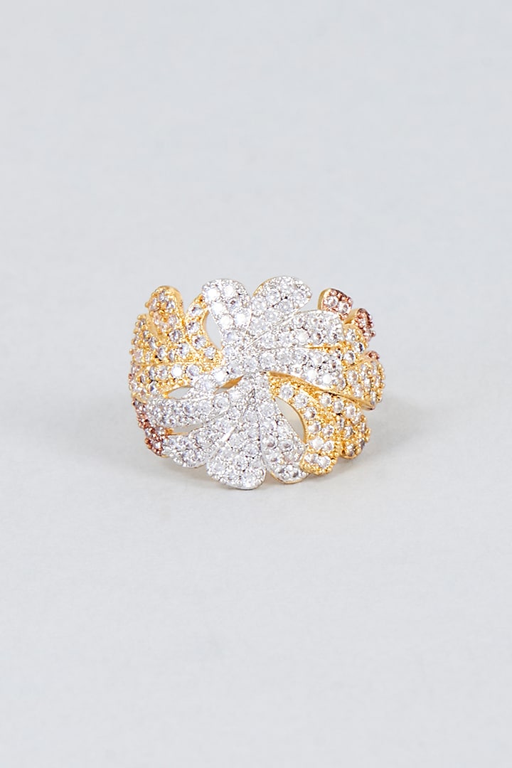 Two-Tone Finish Zircon Ring by Vivinia By Vidhi Mehra at Pernia's Pop Up Shop