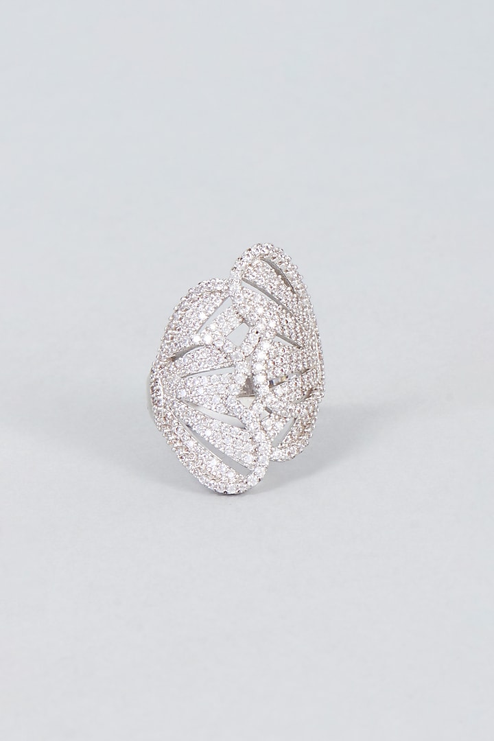 White Finish Zircon Ring by Vivinia By Vidhi Mehra at Pernia's Pop Up Shop