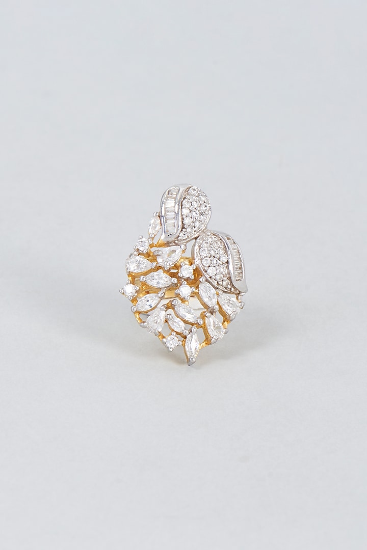 Gold Finish Zircon Ring by Vivinia By Vidhi Mehra at Pernia's Pop Up Shop