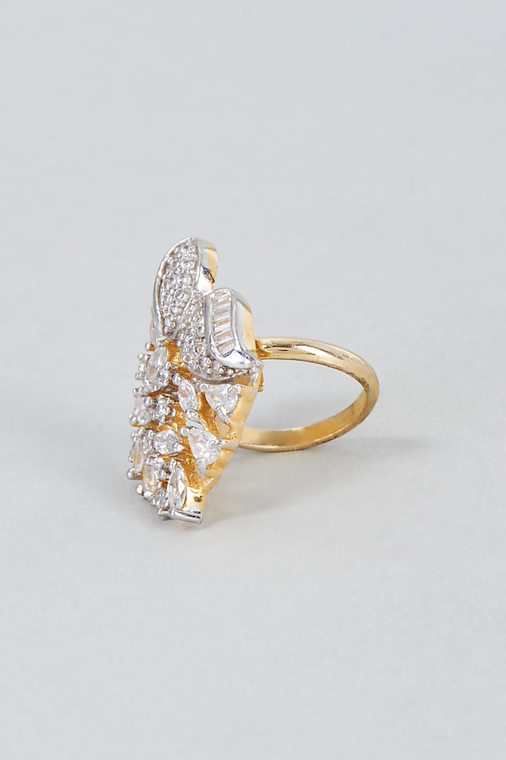 Gold Finish Zircon Ring by Vivinia By Vidhi Mehra at Pernia's Pop Up Shop