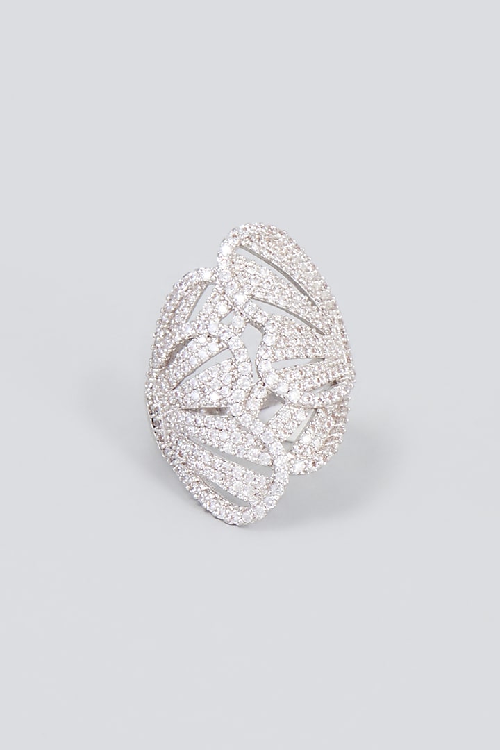 White Finish Zircon Ring by Vivinia By Vidhi Mehra at Pernia's Pop Up Shop