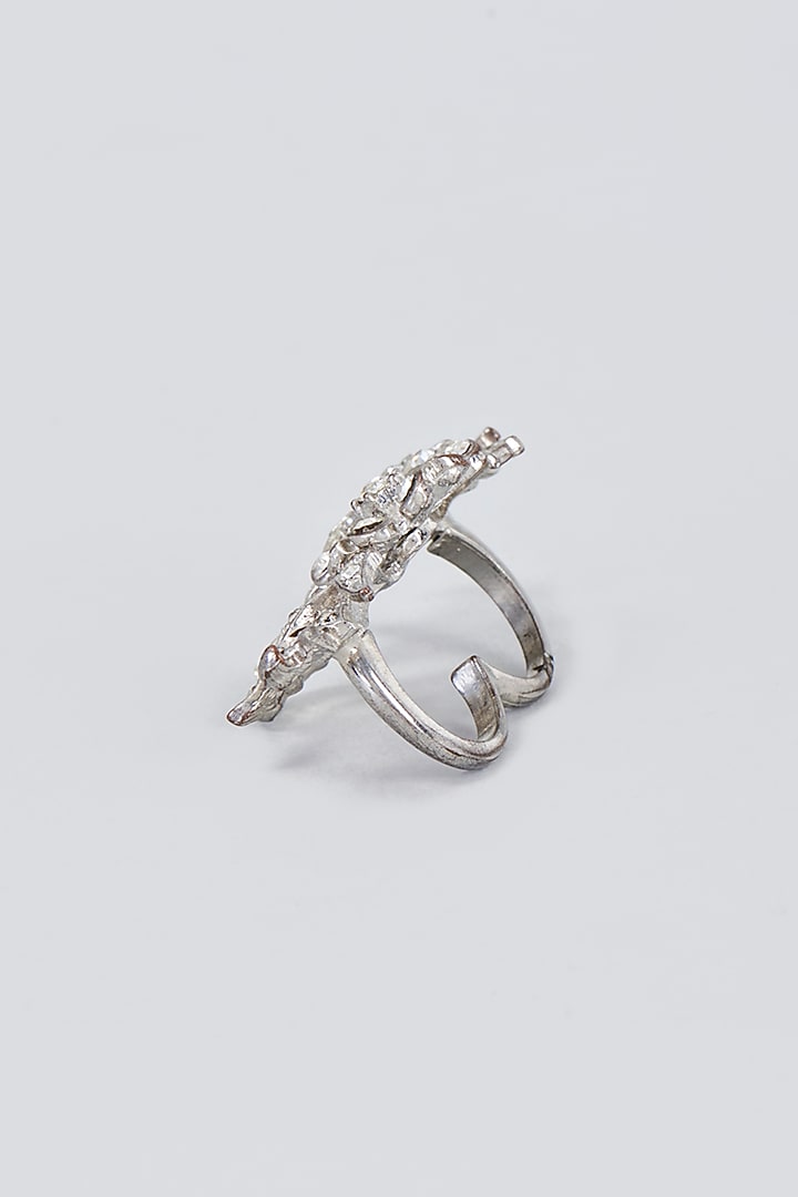 White Finish Zircon Ring by Vivinia By Vidhi Mehra at Pernia's Pop Up Shop