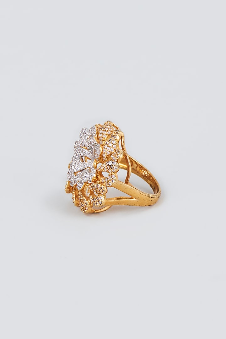 Gold Finish Zircon Ring by Vivinia By Vidhi Mehra at Pernia's Pop Up Shop