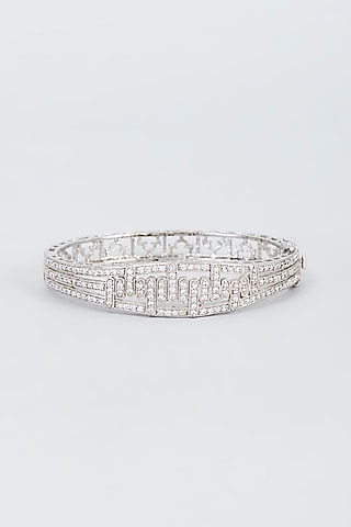 White Finish Zircon Bangle by Vivinia By Vidhi Mehra