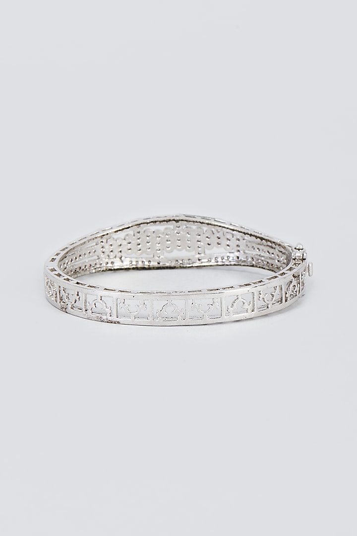 White Finish Zircon Bangle by Vivinia By Vidhi Mehra at Pernia's Pop Up Shop