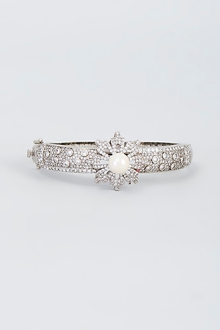 White Finish Zircon Bangle by Vivinia By Vidhi Mehra