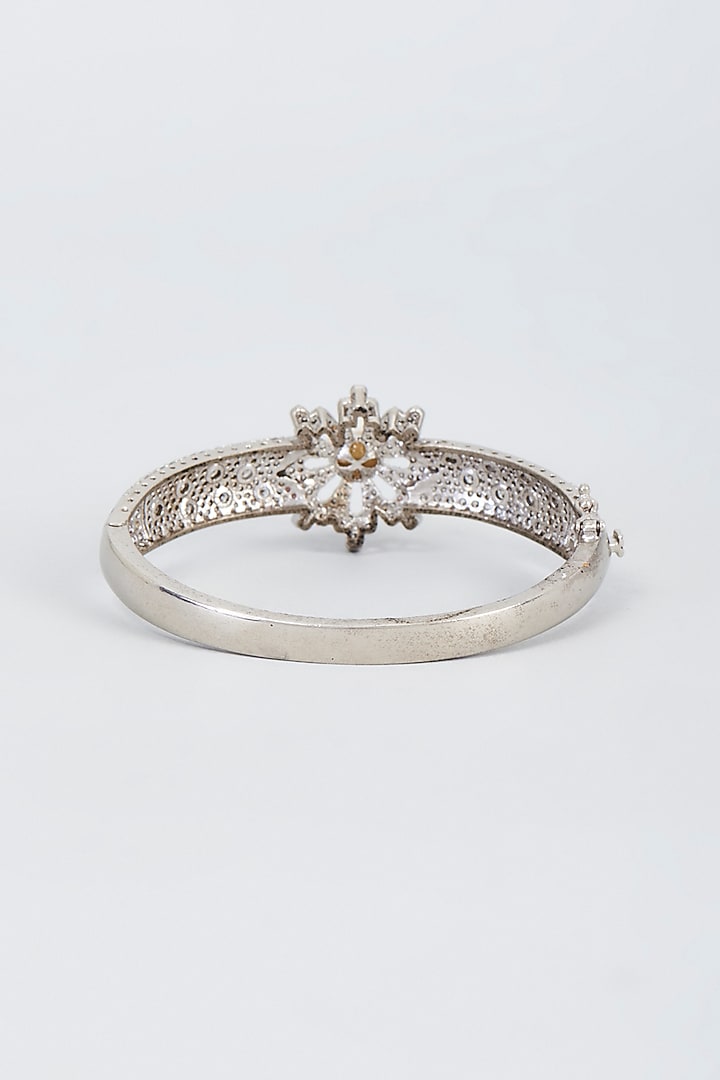 White Finish Zircon Bangle by Vivinia By Vidhi Mehra at Pernia's Pop Up Shop