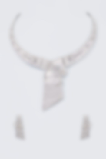 White Finish Zircon Handcrafted Necklace Set by Vivinia By Vidhi Mehra at Pernia's Pop Up Shop