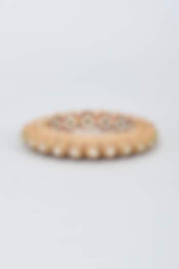 Gold Finish Kundan Polki & Moti Bangle by Vivinia By Vidhi Mehra at Pernia's Pop Up Shop