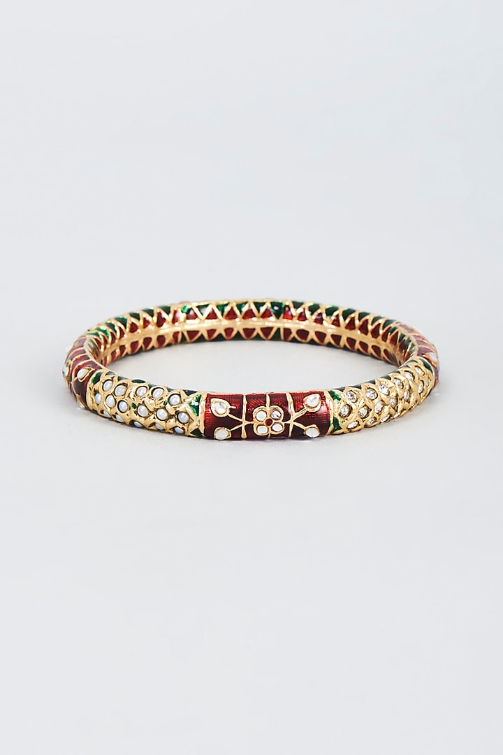 Gold Finish Zircon Bangle by Vivinia By Vidhi Mehra at Pernia's Pop Up Shop