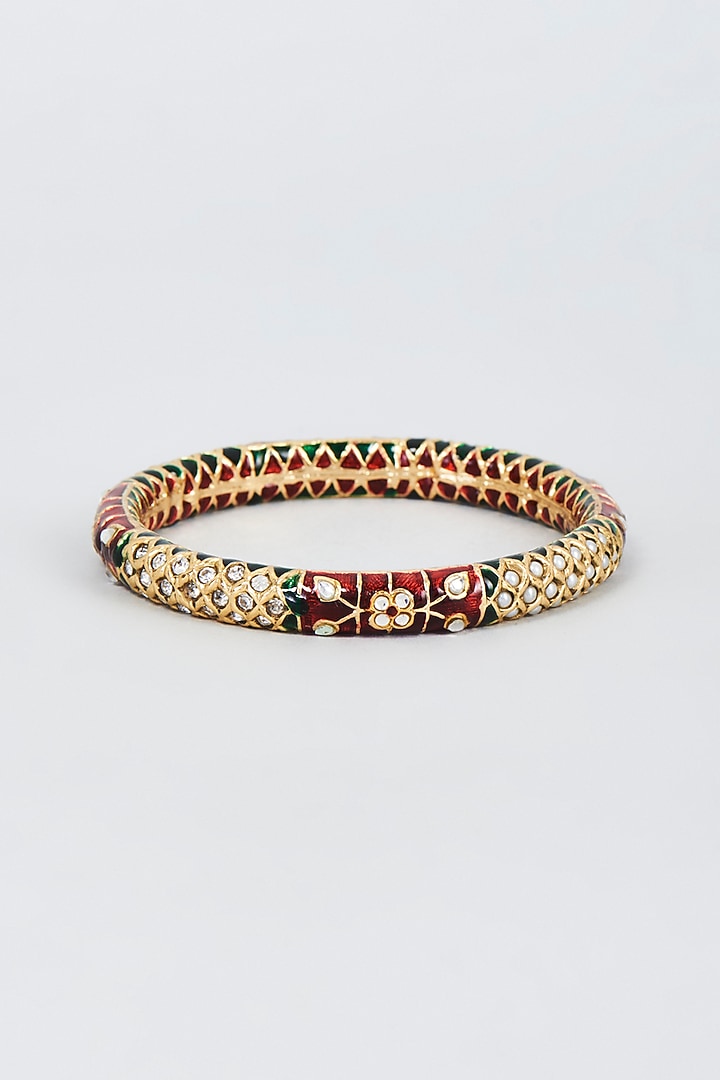 Gold Finish Zircon Bangle by Vivinia By Vidhi Mehra at Pernia's Pop Up Shop