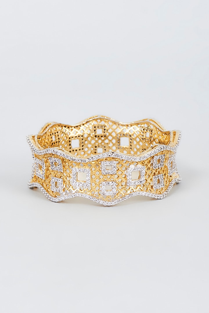 White Finish Zircon Bangle by Vivinia By Vidhi Mehra at Pernia's Pop Up Shop
