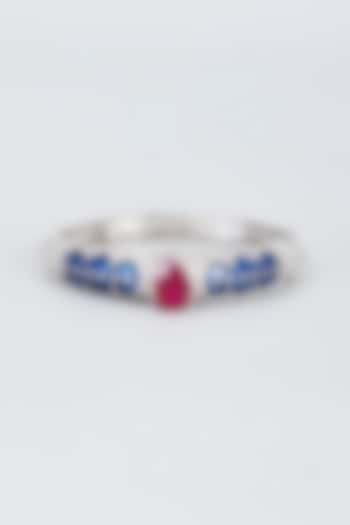 White Finish Zircon & Red Beaded Bangle by Vivinia By Vidhi Mehra at Pernia's Pop Up Shop
