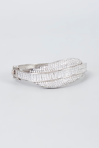 White Finish Zircon Bangle by Vivinia By Vidhi Mehra