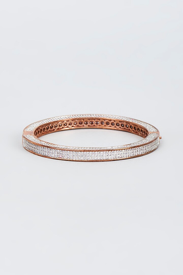 Rose Gold Finish Zircon Bangle by Vivinia By Vidhi Mehra at Pernia's Pop Up Shop
