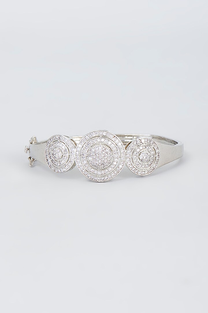 White Finish Zircon Bangle by Vivinia By Vidhi Mehra at Pernia's Pop Up Shop