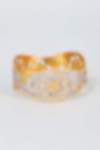 Gold Finish Zircon Bangle by Vivinia By Vidhi Mehra at Pernia's Pop Up Shop