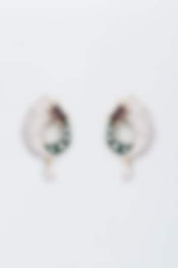 Silver Finish Kundan Polki & Pearl Earrings by Vivinia By Vidhi Mehra at Pernia's Pop Up Shop