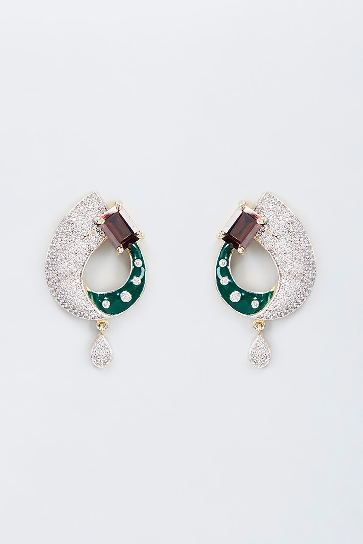 Silver Finish Kundan Polki & Pearl Earrings by Vivinia By Vidhi Mehra at Pernia's Pop Up Shop