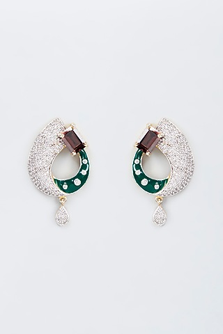 Silver Finish Kundan Polki & Pearl Earrings by Vivinia By Vidhi Mehra