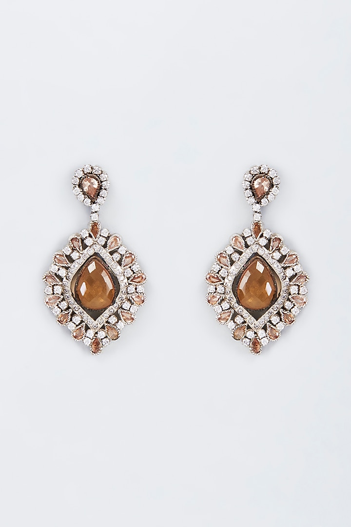 Gold Finish Stones Dangler Earrings by Vivinia By Vidhi Mehra at Pernia's Pop Up Shop