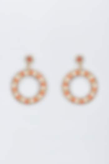 Black Rhodium Finish Orange & Yellow Stone Dangler Earrings by Vivinia By Vidhi Mehra at Pernia's Pop Up Shop