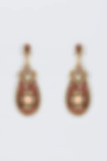 Black Rhodium Finish Synthetic Stone & Beaded Earrings by Vivinia By Vidhi Mehra at Pernia's Pop Up Shop