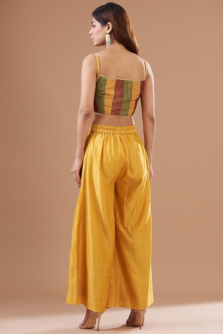Turmeric Yellow Chanderi Palazzo Pant Set by Vinusto at Pernia's Pop Up Shop